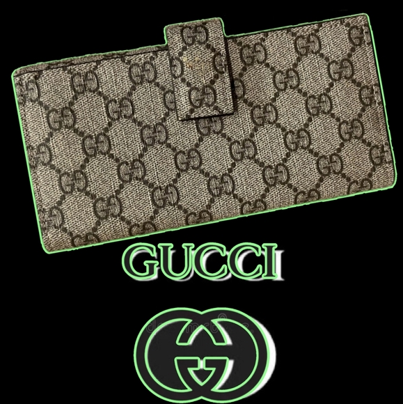 ⭐️Gucci Fluorescent Green/Yellow Supreme Neon Heart Monogram Wallet w Dust Cover - Picture 8 of 12
